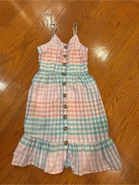 Japna Pastel Gingham Sundress Womens Small Cottagecore Tiered Cotton Dress